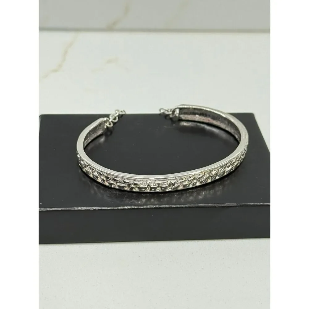 Vintage Avon Silver Tone Textured Bangle Bracelet